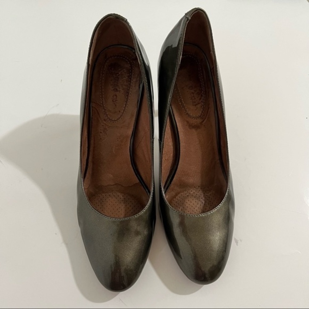 Corso Como Genuine Patent Leather Metallic Pewter Pumps Heels Size 9 - Picture 4 of 14